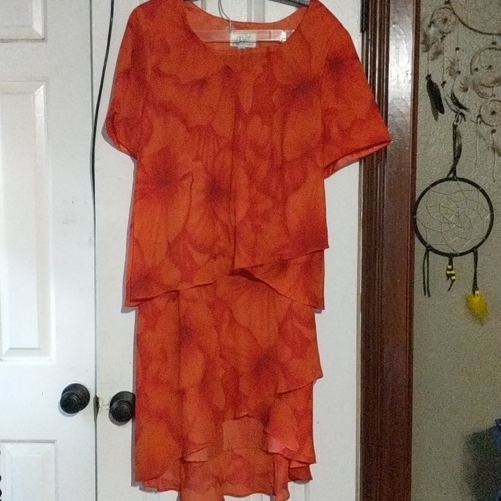 Orange floral two piece outfit